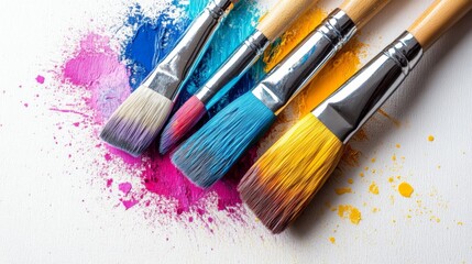 Obraz premium Colorful brushes with splashes of paint