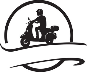 black and white skuter logo type silhouette design © Creative_Hamza