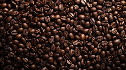 Fototapeta premium Close-up of roasted coffee beans with rich texture