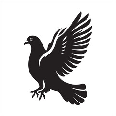 pigeon bird silhouette vector illustration, best pigeon