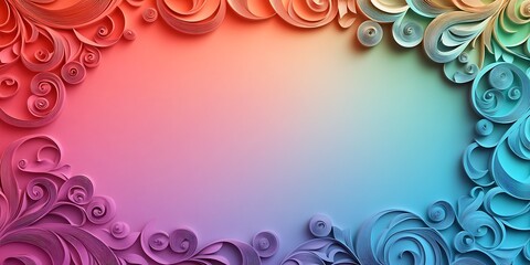 Colorful Paper Curl Design Creates Frame Background