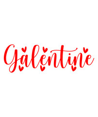 Galentine valentine typography text on plain white transparent isolated background for card, shirt, hoodie, sweatshirt, apparel, tag, mug, icon, poster or badge