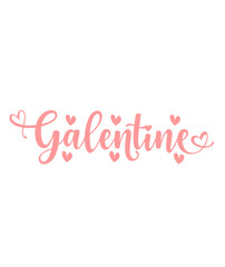Fototapeta premium Galentine valentine typography text on plain white transparent isolated background for card, shirt, hoodie, sweatshirt, apparel, tag, mug, icon, poster or badge