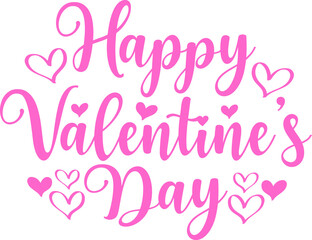 Happy Valentine’s Day typography text on plain white transparent isolated background for card, shirt, hoodie, sweatshirt, apparel, tag, mug, icon, poster or badge
