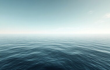 Obraz premium Calm and serene ocean view under clear blue sky with gentle waves extending to the horizon, perfect for