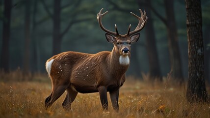 Fototapeta premium Majestic deer in autumn forest.