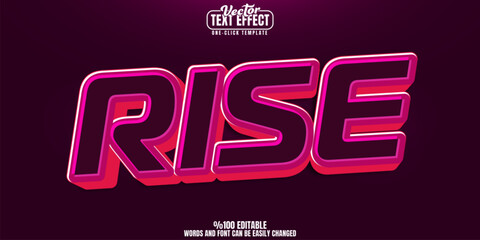 Rise editable text effect, customizable stylish and poster 3d font style