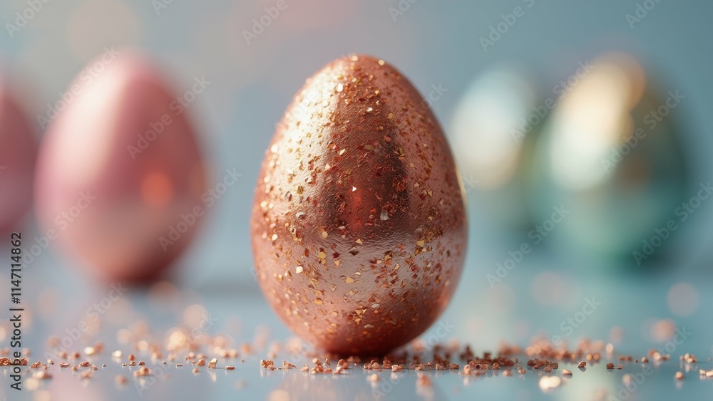 Poster the image shows a single egg in the center, surrounded by three other easter eggs in different color