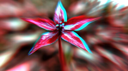 Intricate Petals Bloom Vibrantly With Anaglyph Effects Creating a Surreal Floral Experience