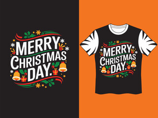 A Simple T-Shirt Design Of Merry Christmas Day.