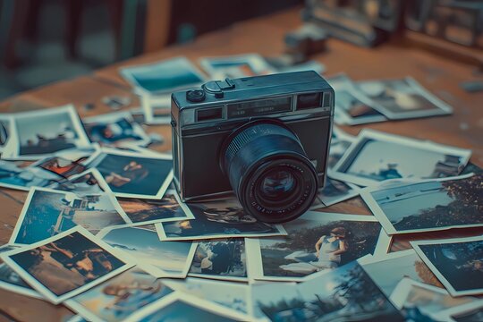 Polaroid camera with instant photos