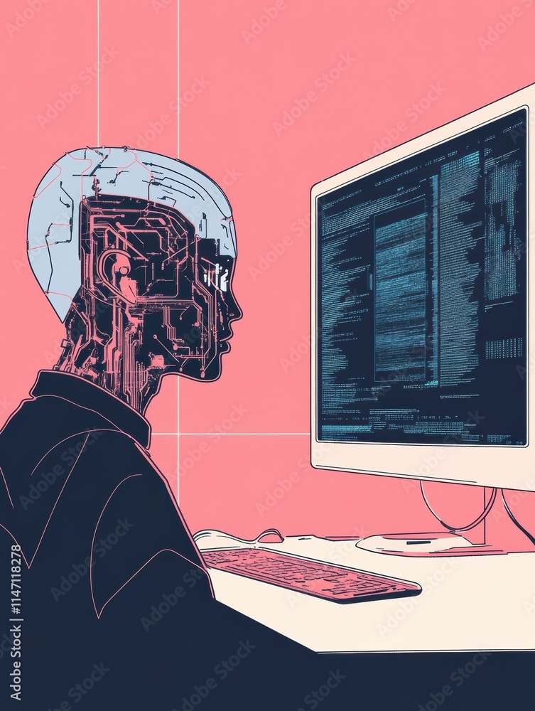 Leinwandbilder collaboration between human intellect and artificial intelligence in a modern workspace setting. gen