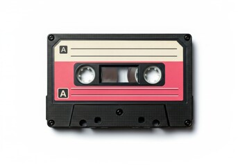 Vintage audio cassette tape with a classic red and black design