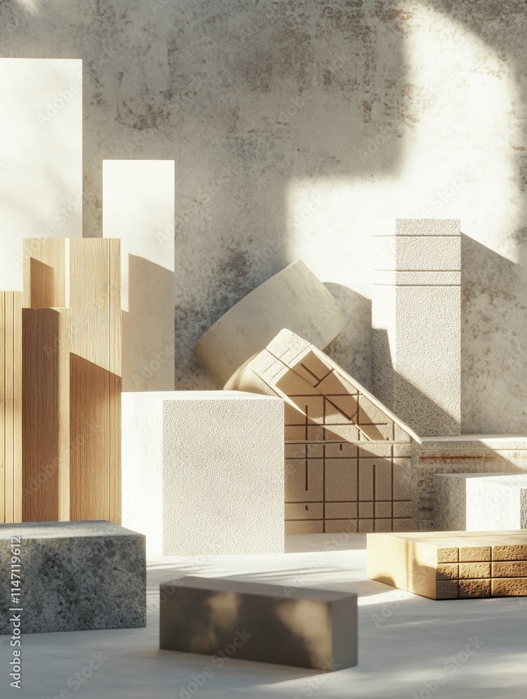 Leinwandbilder construction materials arranged artistically on a surface showcasing texture and modern design eleme