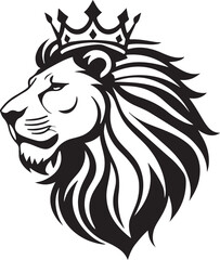 Black and white lion head logo type silhouette design