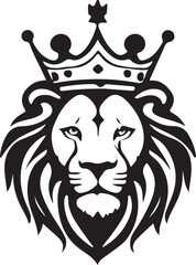 Black and white lion head logo type silhouette design