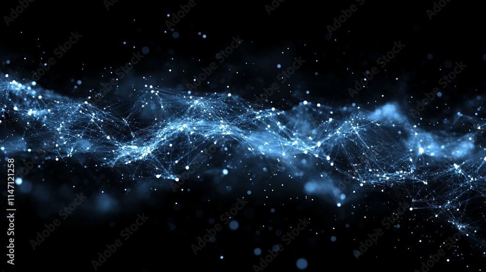 Poster abstract blue network data stream visualization futuristic technology background