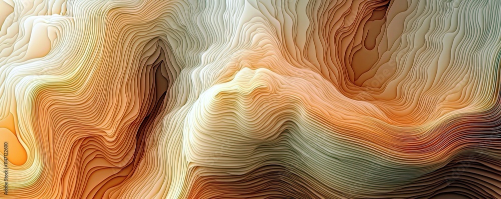Poster Abstract Waves in Warm Earth Tones with Flowing Lines and Soft Curves Capturing Movement and Texture for Background or Design Use