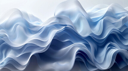 Obraz premium Flowing waves of blue fabric create a dreamy atmosphere in soft light