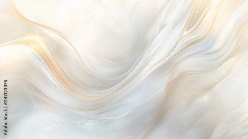 Poster abstract background with white cream and gold swirls creating a soft smooth and elegant texture
