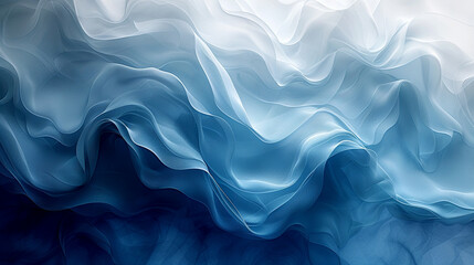 Fototapeta premium Elegant waves of fabric flowing in shades of blue and white