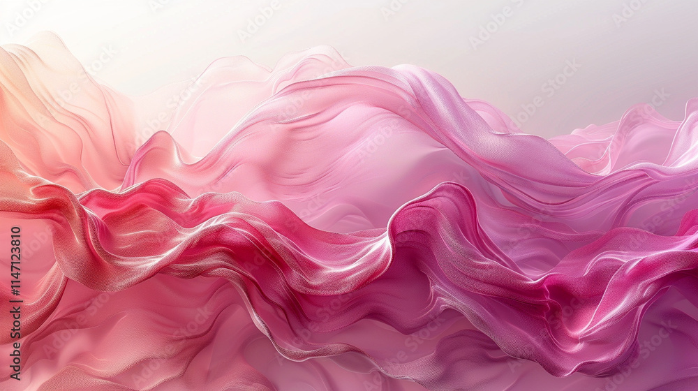 Poster swirling waves of soft pinks and reds create an ethereal atmosphere