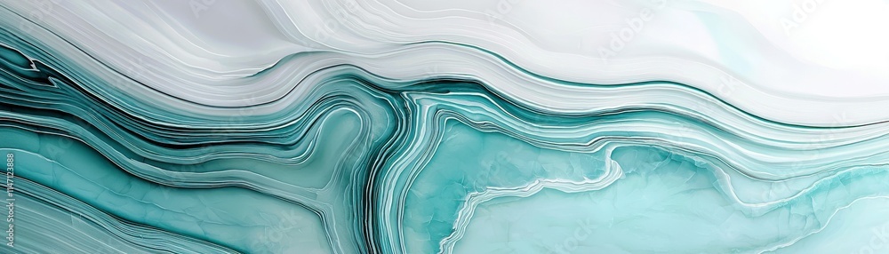 Poster abstract turquoise and white marble texture with fluid shape and line patterns for background and wa