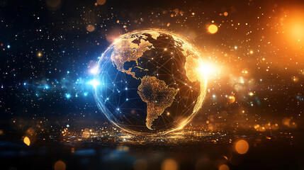 Fototapeta premium 3D illustration of planet Earth in space, highlighting global connection and technology.