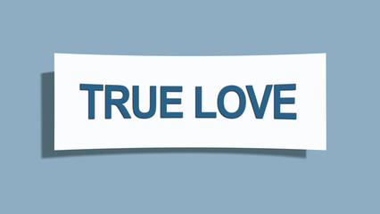 True Love. A card isolated on blue background.