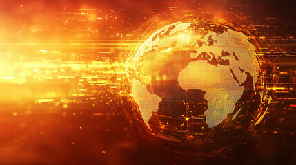 Abstract digital background of glowing planet earth, representing technology and global communication.