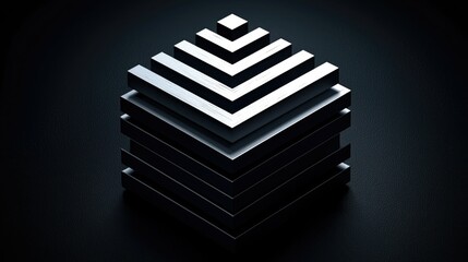 A geometric arrangement of layered squares in a gradient, creating a 3D illusion.