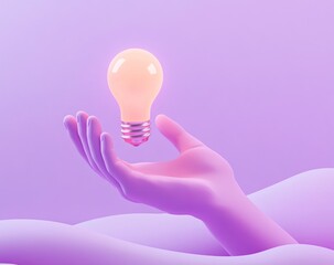 Fototapeta na wymiar Glowing lightbulb above a hand, idea concept.