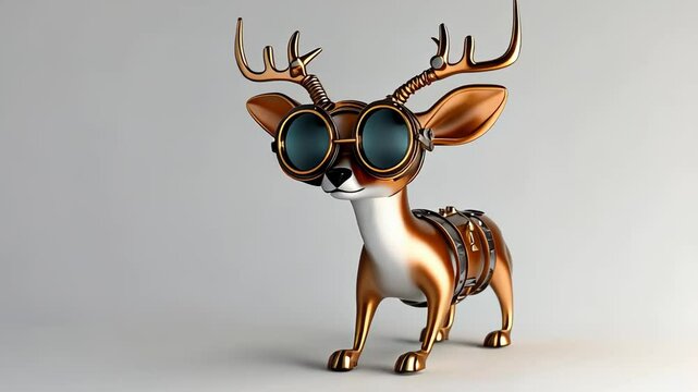 Cute Cartoon Reindeer Illustration in Silhouette for Christmas Design