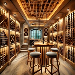 Obraz premium Grand Wine Cellar with Vaulted Ceilings