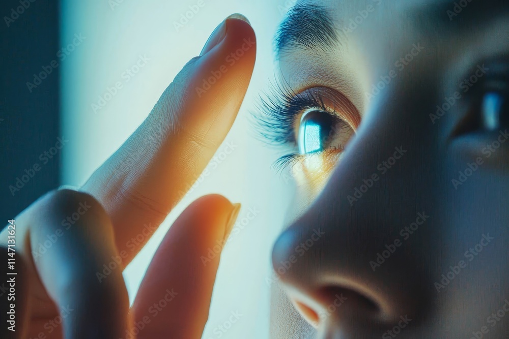 Poster authentication by facial recognition concept. biometric. security system.