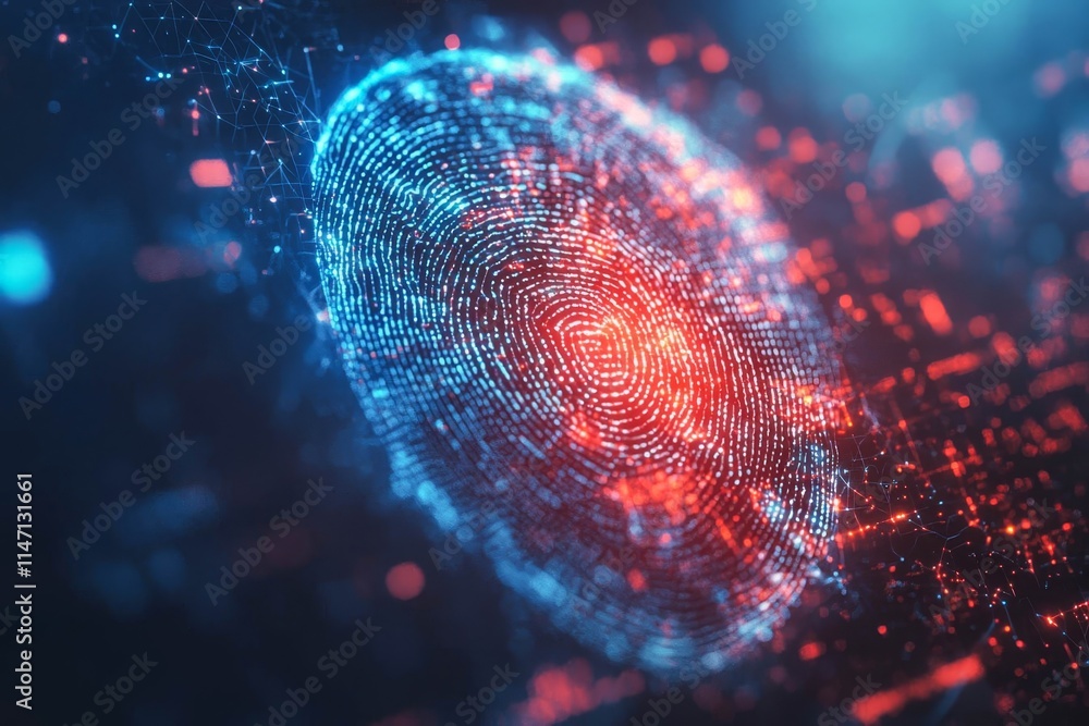Poster authentication by facial recognition concept. biometric. security system.