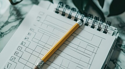 Productivity checklist marked with pencil in workspace. Generative AI