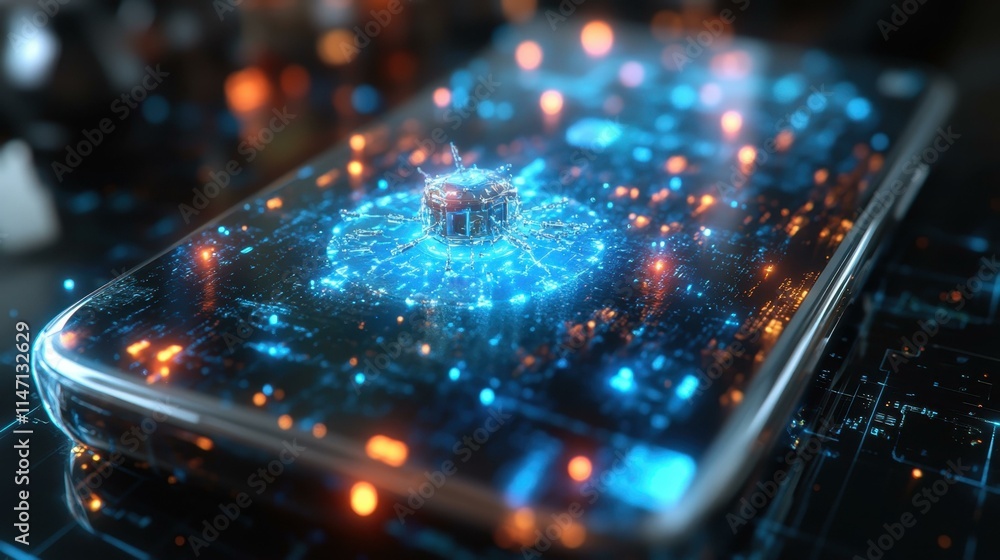Poster hyper-realistic future tech gadgets a self-repairing smartwatch with nanobots that fix scratches and