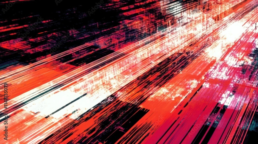 Leinwandbilder dynamic interplay of digital noise and glitch creating a vibrant abstract landscape