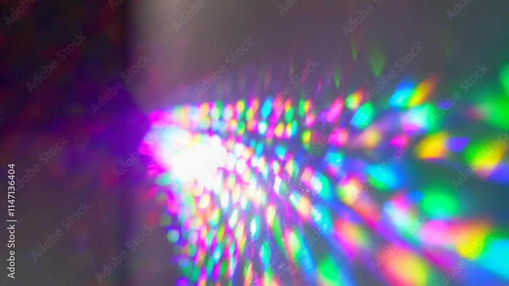 Poster colorful light patterns created by a prism reflecting through a window