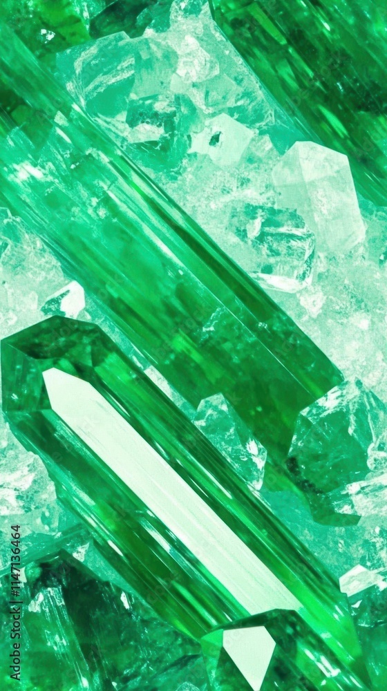 Aufkleber beautiful green gems and minerals shimmer under soft light in a natural setting