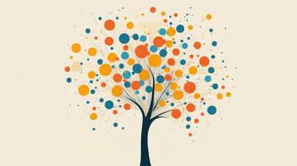 Fototapeta premium アイデアの繋がりを象徴するカラフルな木のデザイン