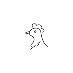 Minimalist line drawing of a rooster with simple black outline design