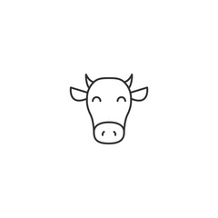 Minimalist cow icon design with simple line art on white background