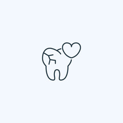 Dental care icon: tooth with heart outline