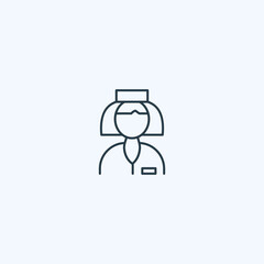 Minimal outline icon of healthcare professional nurse with cap in uniform