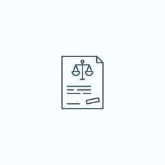 Legal document icon featuring scales of justice and signature line