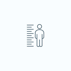 Minimalist icon of person with height measurement scale for medical and health applications
