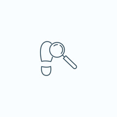 Magnifying glass and footprint icon for search and investigation concept