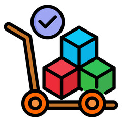 Economic and Industrial Growth Flat Line Color Icon